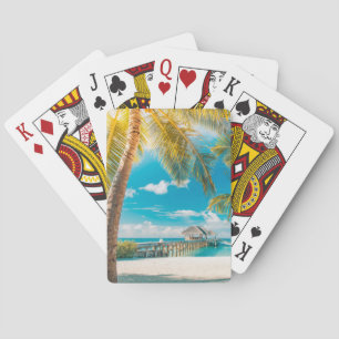 Jeu De Cartes Palmiers sur le coucher du soleil