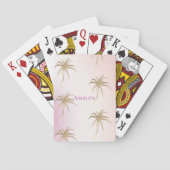 Jeu De Cartes Palmiers tropicaux en or rose vif (dos)