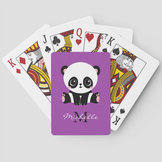 Jeu De Cartes Panda à assise mignonne Monogramme personnalisé vi (dos)