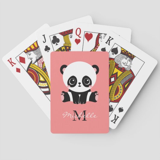 Jeu De Cartes Panda à assise mignonne Monogramme Saumon personna (dos)