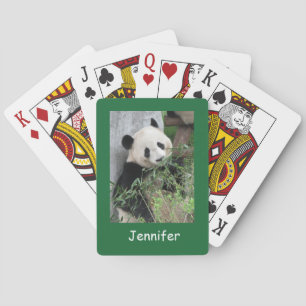 Jeu De Cartes Panda Géant Cute, Arrière - plan Vert, 