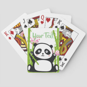 Jeu De Cartes Panda heureux avec bambou et fleurs de cerisiers