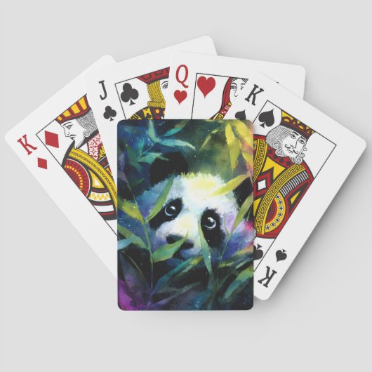 Jeu De Cartes Panda Peeking Bamboo Aquarelle (dos)