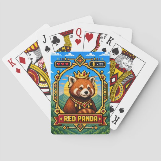 Jeu De Cartes Panda roux rétro pixel art 8 bits (dos)