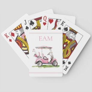 Jeu De Cartes Panier de golf rose Preppy Monogramme