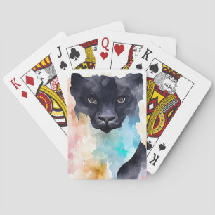 Jeu De Cartes Panther Black Wild Animal Nature Aquarelle Art
