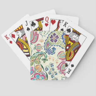 Jeu De Cartes Paon décoratif et fleurs colorées