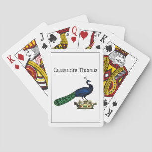 Jeu De Cartes Paon stylisé vintage héraldique sur couronne C