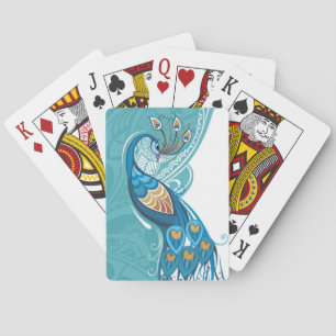 Jeu De Cartes Paon sur l'illustration turquoise