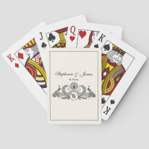 Jeu De Cartes Paons vintage avec monogramme - Ivoire FRM