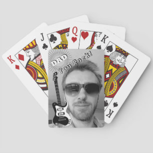 Jeu De Cartes Papa You Rock Guitare électrique Cool noir et blan