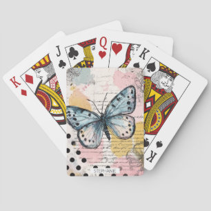 Jeu De Cartes Papillon aquarelle bleu boho art de la nature