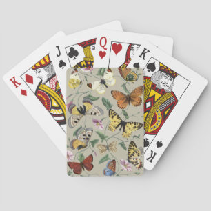 Jeu De Cartes Papillon de nuit vintage 1842 Art botanique floral