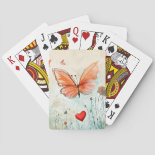 Jeu De Cartes Papillon et Coeur rouge