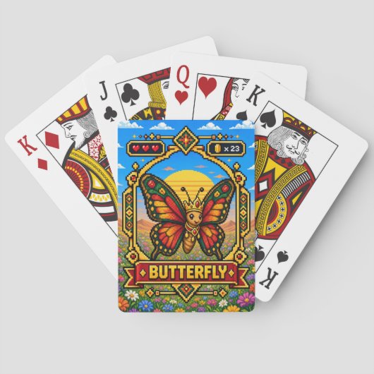 Jeu De Cartes Papillon Rétro Pixel Art 8-Bit (dos)