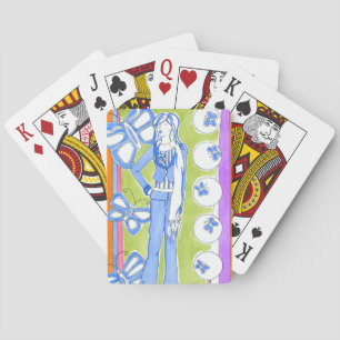 Jeu De Cartes Papillons Bleus Entourant Fille Glamour