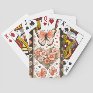 Jeu De Cartes Papillons, Coeurs et Fleurs