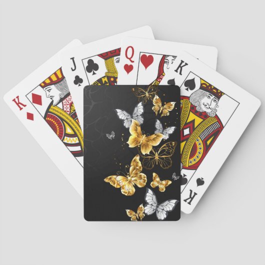 Jeu De Cartes Papillons d'or et de blanc (dos)