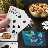Jeu De Cartes Papillons d'or sur un Arrière - plan bleu (In Situ)
