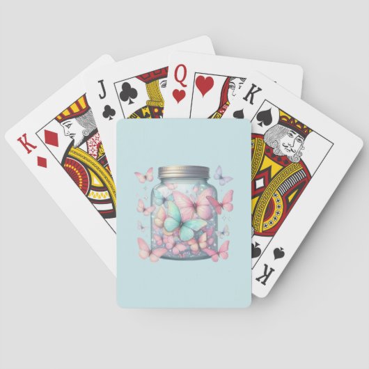 Jeu De Cartes Papillons Fantaisistes dans un Pot (dos)