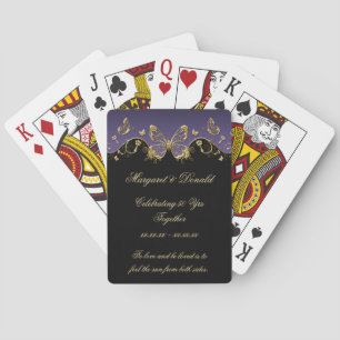 Jeu De Cartes Papillons pourpres Black Gold 50e Mariage