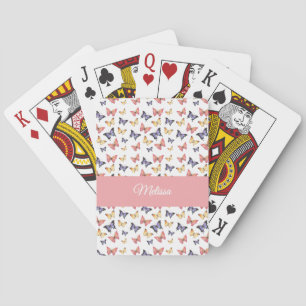Jeu De Cartes Papillons Rose Violet Monogramme Nom