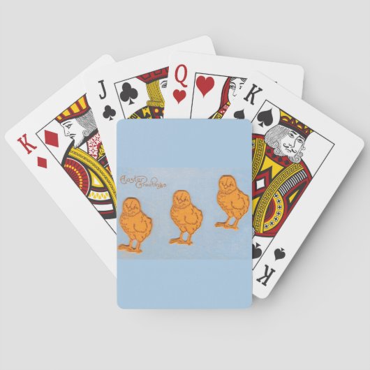 Jeu De Cartes Pâques Salutations poussins en Bleu (dos)
