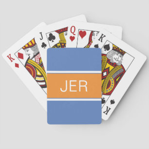 Jeu De Cartes Paraphe Monogramme Personnalisé Bleu Orange