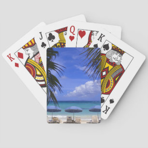 Jeu De Cartes parapluies sur la plage, à Saint-Martin, Caraïbes