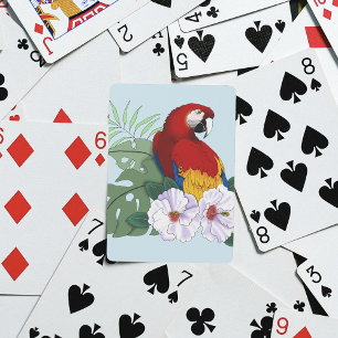 Jeu De Cartes Parrot floral rouge Macaw Tropical Bird
