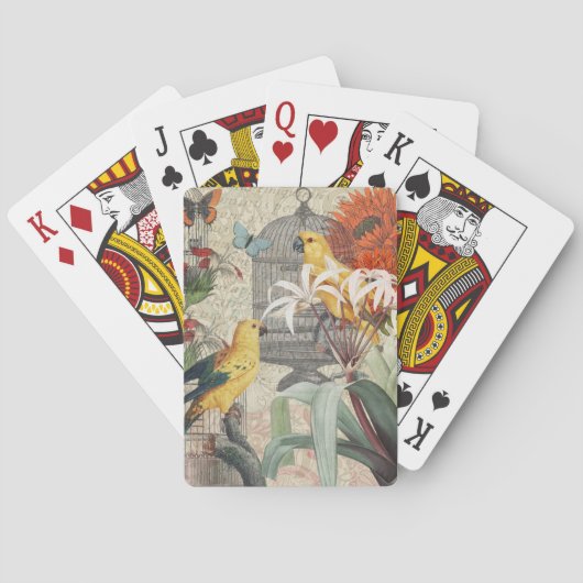 Jeu De Cartes Parrot Jaune Tropical Antique Fleur (dos)