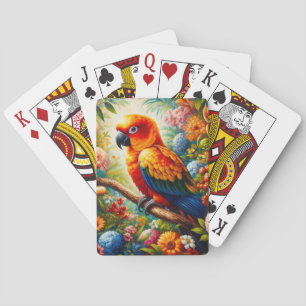 Jeu De Cartes Parrot Sun Conure aux fleurs colorées