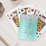Jeu De Cartes Parties scintillant argentée turquoise en métal br<br><div class="desc">Personnalisez facilement ce design chic et branché de cartes à jouer avec une jolie parties scintillant brillante en argent sur un arrière - plan métallique brossé turquoise.</div>