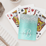 Jeu De Cartes Parties scintillant argentée turquoise en métal br<br><div class="desc">Personnalisez facilement ce design chic et branché de cartes à jouer avec une jolie parties scintillant brillante en argent sur un arrière - plan métallique brossé turquoise.</div>