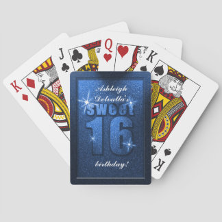 Jeu De Cartes Parties scintillant Bleue Douce 16 Anniversaire Pl