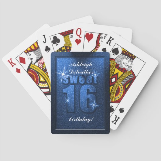 Jeu De Cartes Parties scintillant Bleue Douce 16 Anniversaire Pl (dos)