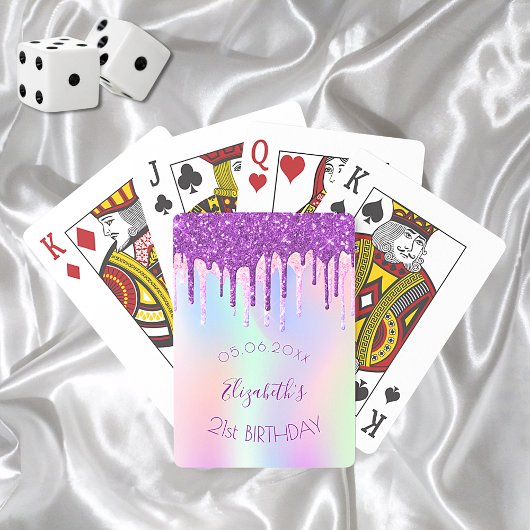 Jeu De Cartes Parties scintillant d'anniversaire goutte violet h