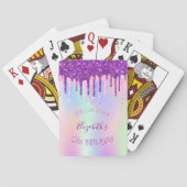 Jeu De Cartes Parties scintillant d'anniversaire goutte violet h (dos)