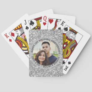 Jeu De Cartes Parties scintillant d'argent 1er anniversaire