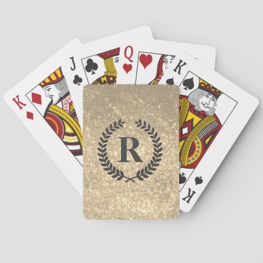 Jeu De Cartes Parties scintillant D'Or Avec Monogramme (dos)