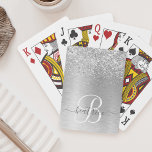 Jeu De Cartes Parties scintillant en métal brossé argenté Nom du<br><div class="desc">Personnalisez facilement ce design chic et branché de cartes à jouer avec une jolie parties scintillant brillante en argent sur un arrière - plan métallique brossé en argent.</div>