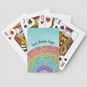 Jeu De Cartes Parties scintillant Gold Rainbow Aqua Watercolor L