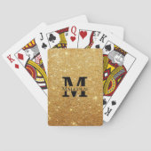 Jeu De Cartes Parties scintillant noir et or Nom du monogramme p (dos)