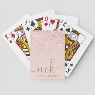 Jeu De Cartes Parties scintillant or Rose tendance Initiales fan