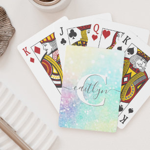Jeu De Cartes Parties scintillant personnalisée Pastel Bokeh Mot