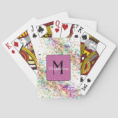 Jeu De Cartes Parties scintillant Rainbow Nom Monogram Girly Ros (dos)