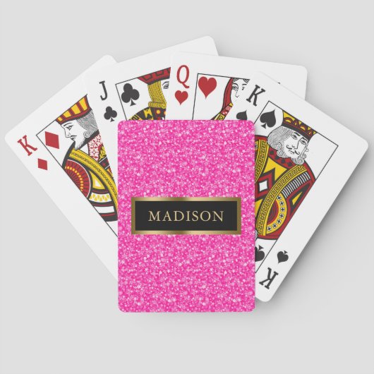 Jeu De Cartes Parties scintillant rose chaud Black Frame Jouer C (dos)