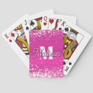 Jeu De Cartes Parties scintillant rose chaud Bokeh Monogramme