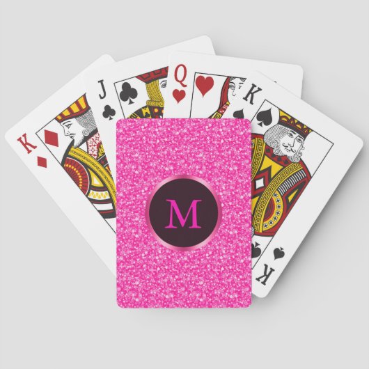 Jeu De Cartes Parties scintillant rose chaud monogramme (dos)