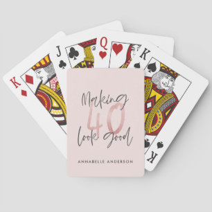 Jeu De Cartes parties scintillant rose fille, 40e anniversaire m